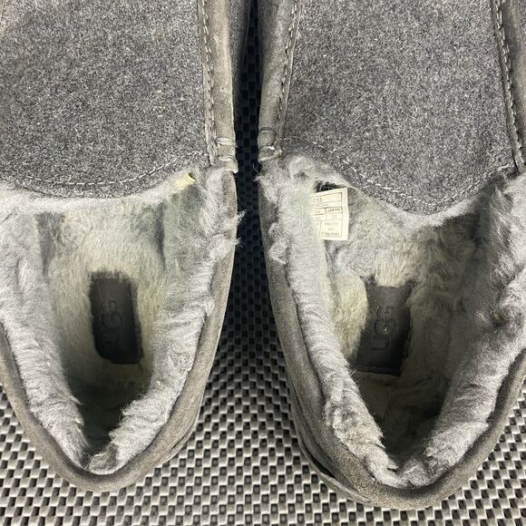 Ugg Ascot Moccasins Slippers Loafers Mens Size 10 Gray Leather Shearling Slip On main image 16